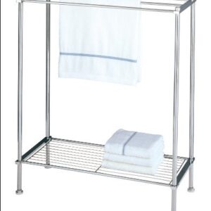 Organize It All Freestanding 3 Bar Chrome Bathroom Towel Rack with Bottom Shelf