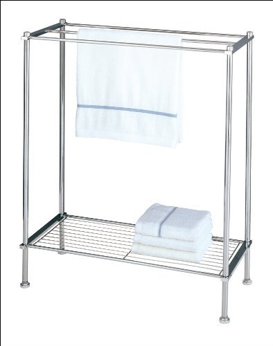 Organize It All Freestanding 3 Bar Chrome Bathroom Towel Rack with Bottom Shelf