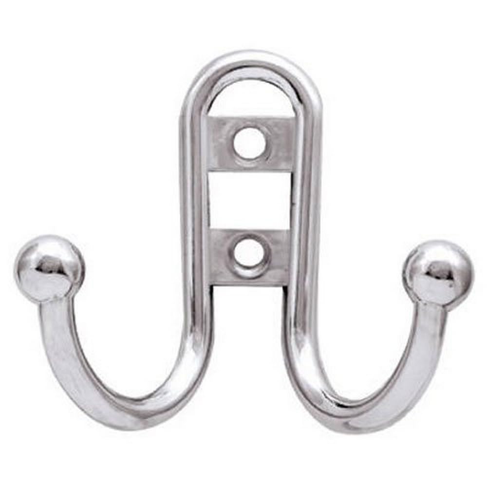 Liberty Hardware B46115Z-CHR-C Double Prong Robe Hook with Ball End, Polished Chrome