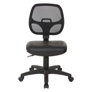 Office Star EM Series Mesh Screen Back Office Task Chair with Built-in Lumbar Support and Adjustable Back, Black Vinyl