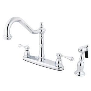 kingston brass kb7751blbs english vintage 8" centerset kitchen faucet, 8-5/8" spout reach, polished chrome