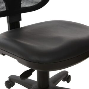 Office Star EM Series Mesh Screen Back Office Task Chair with Built-in Lumbar Support and Adjustable Back, Black Vinyl