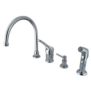 kingston brass kb811k1 wyndham single-handle widespread kitchen faucet combo, 9", polished chrome