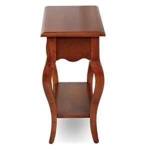 Leick Home 9018-BR One Drawer French Cabriole Leg Side Table with Shelf, Brown Cherry, 23.5 x 12.5 x 24