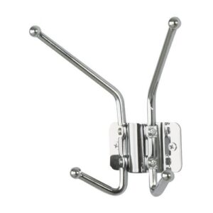 metal wall rack, two ball-tipped double-hooks, 6-1/2w x 3d x 7h, chrome