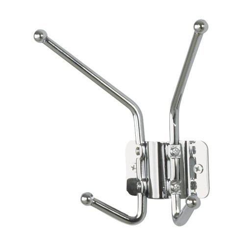 Metal Wall Rack, Two Ball-Tipped Double-Hooks, 6-1/2w x 3d x 7h, Chrome