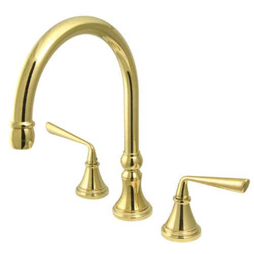 Kingston Brass KS2792ZLLS Widespread Kitchen Faucet, Polished Brass