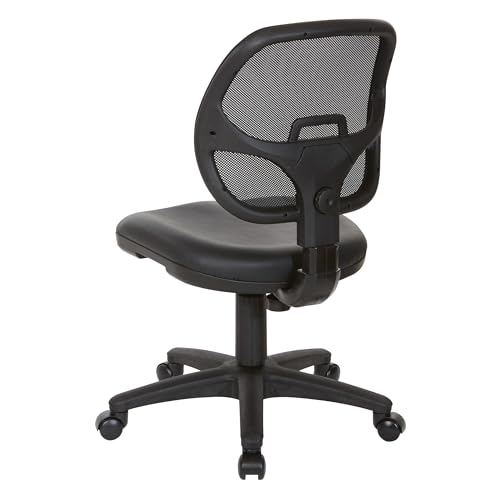 Office Star EM Series Mesh Screen Back Office Task Chair with Built-in Lumbar Support and Adjustable Back, Black Vinyl