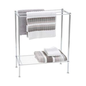 Organize It All Freestanding 3 Bar Chrome Bathroom Towel Rack with Bottom Shelf