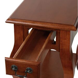 Leick Home 9018-BR One Drawer French Cabriole Leg Side Table with Shelf, Brown Cherry, 23.5 x 12.5 x 24