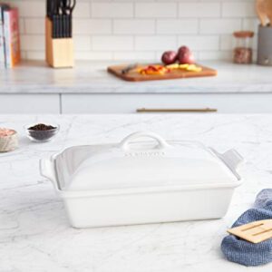 Le Creuset Stoneware Heritage Covered Rectangular Casserole, 4 qt. (12" x 9"), White