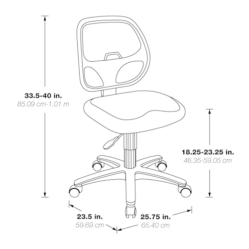 Office Star EM Series Mesh Screen Back Office Task Chair with Built-in Lumbar Support and Adjustable Back, Black Vinyl