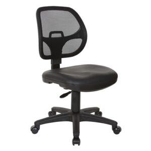 office star em series mesh screen back office task chair with built-in lumbar support and adjustable back, black vinyl