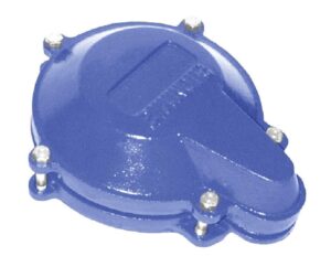 simmons 758 watertight well cap; heavy duty cast iron, 5 bolt construction, 1" npt conduit connection, powder coated polyester finish