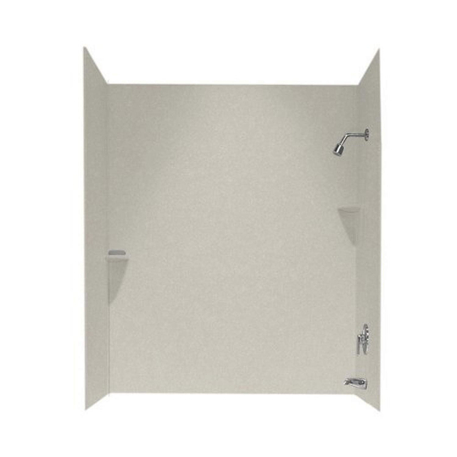 Swanstone SS00723.121 Solid Surface Glue-up 3 Panel Bathtub Wall Kit, 30-in L X 60-in H X 72-in H, Glacier