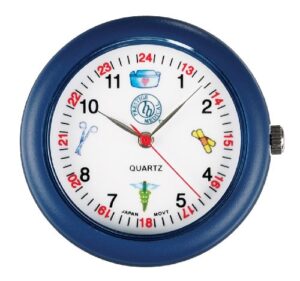 prestige medical analog stethoscope watch with medical symbols, blue