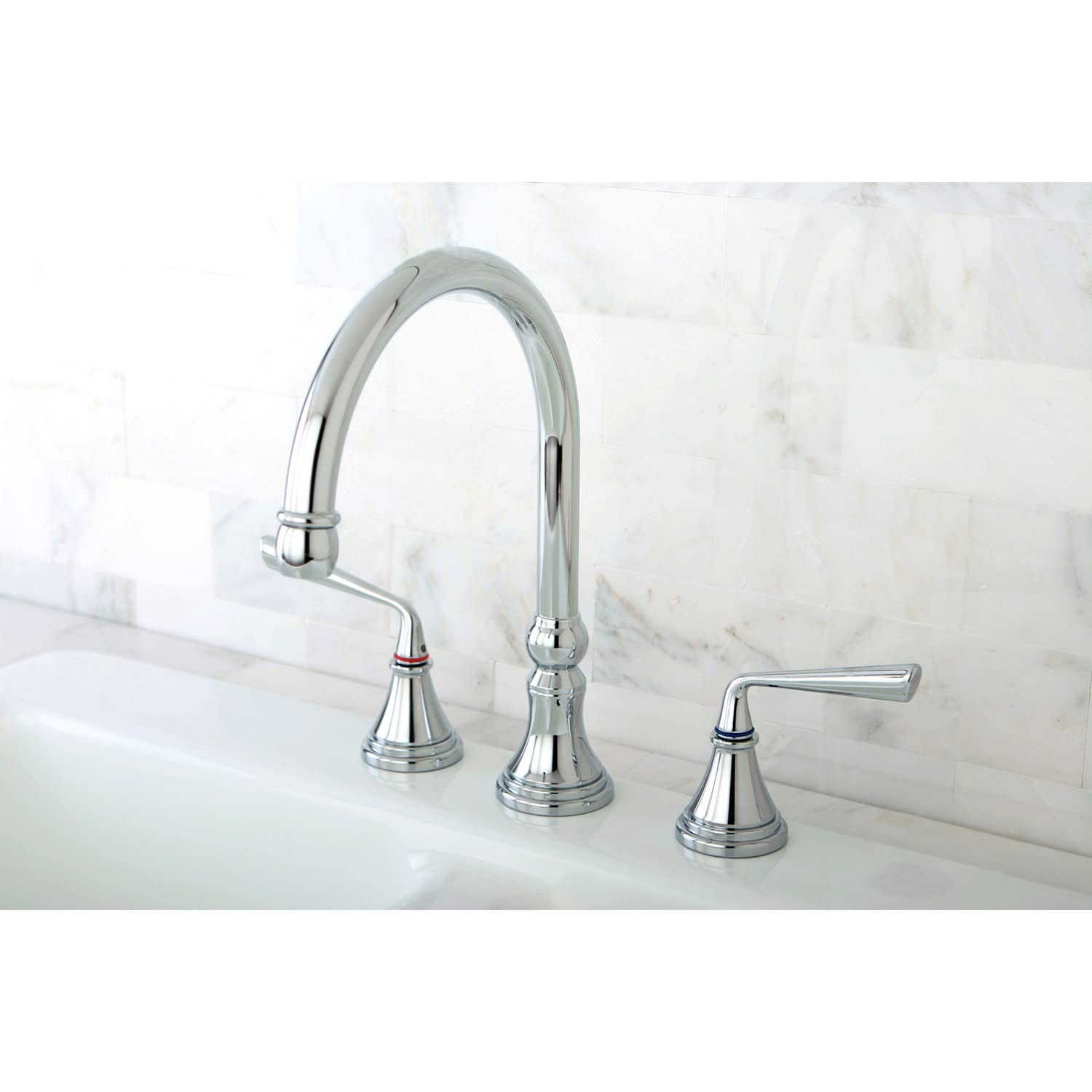 Kingston Brass KS2792ZLLS Widespread Kitchen Faucet, Polished Brass