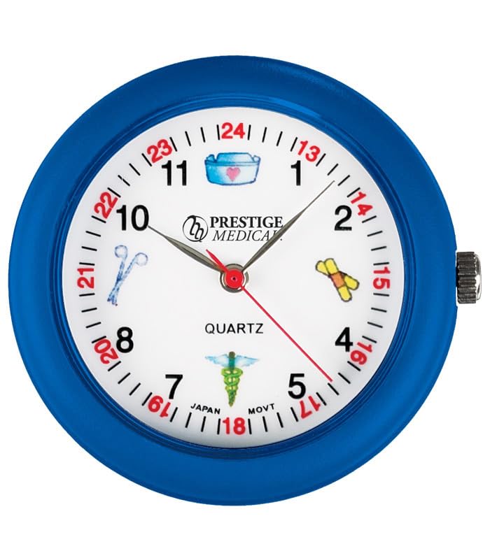 Prestige Medical Analog Stethoscope Watch with Medical Symbols, Blue