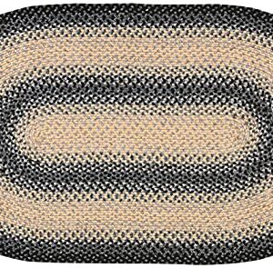 SAFAVIEH Braided Collection 3' x 5' Oval Black / Grey BRD311A Handmade Country Cottage Reversible Area Rug