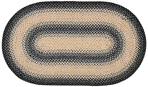 SAFAVIEH Braided Collection 3' x 5' Oval Black / Grey BRD311A Handmade Country Cottage Reversible Area Rug