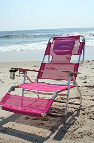 Ostrich 3N1 Lightweight Lawn Beach Reclining Lounge Chair with Footrest, Outdoor Furniture for Patio, Balcony, Backyard, or Porch, Pink