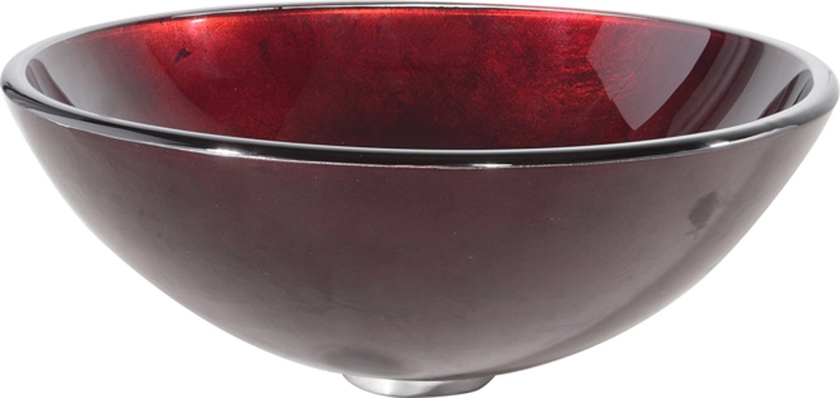 Irruption Red Glass Vessel Bathroom Sink with PU-MR Chrome