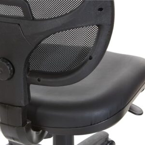 Office Star EM Series Mesh Screen Back Office Task Chair with Built-in Lumbar Support and Adjustable Back, Black Vinyl