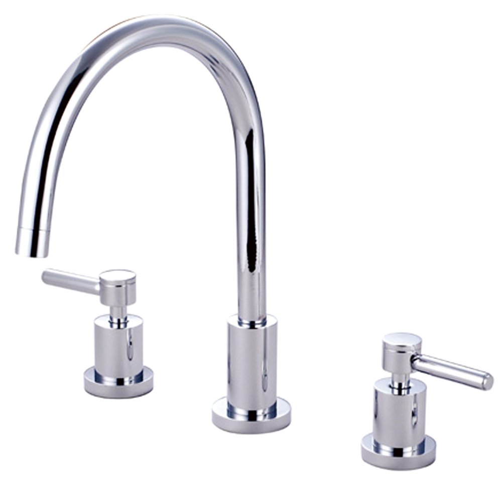 Kingston Brass KS8721DLLS Concord Widespread Kitchen Faucet, 8" Spout Reach, Polished Chrome