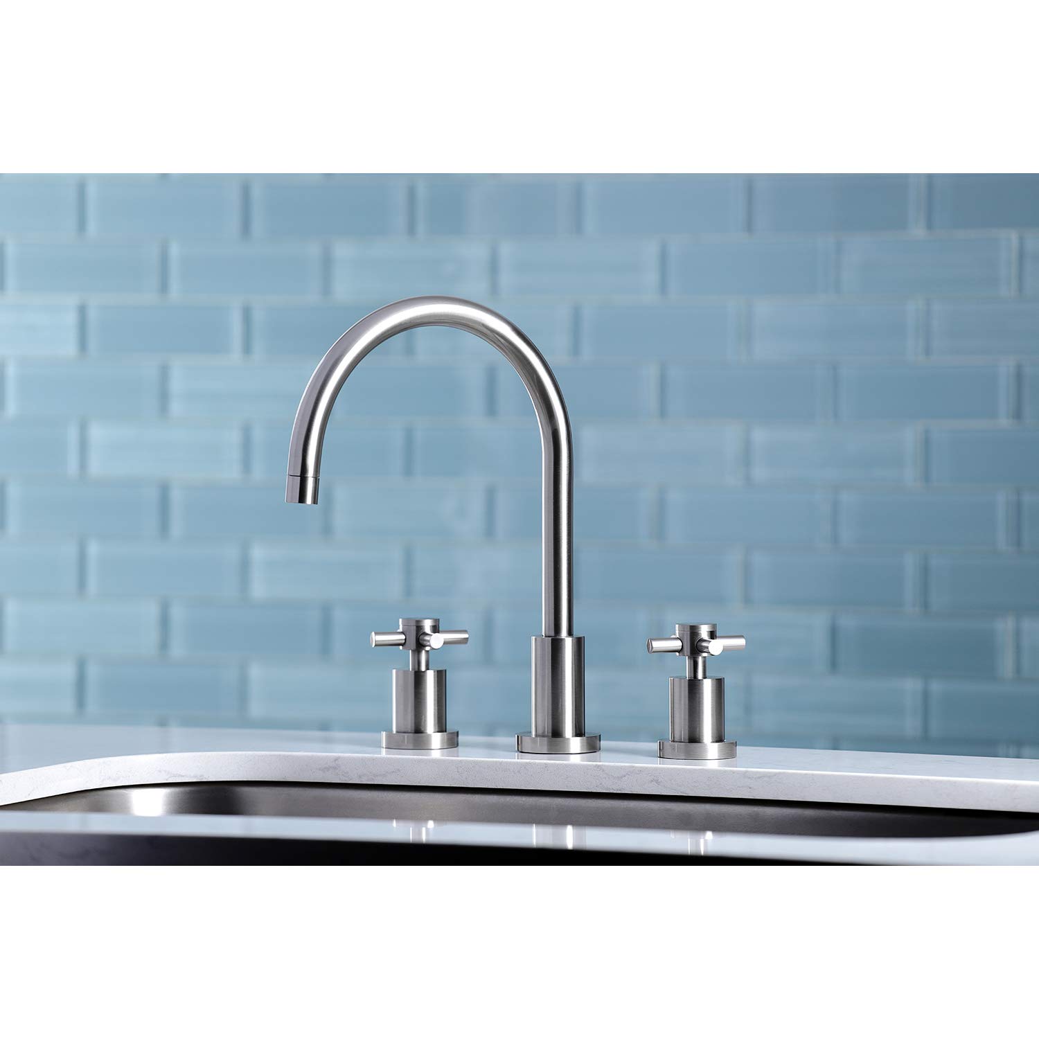 Kingston Brass KS8728DXLS Concord Widespread Kitchen Faucet Less Sprayer, Brushed Nickel