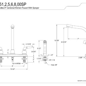 Kingston Brass KB752SP Magellan 8-Inch High Arch Kitchen Faucet with Sprayer, Polished Brass