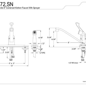 Kingston Brass KB572SN Chatham 8" Centerset Kitchen Faucet, Brushed Nickel