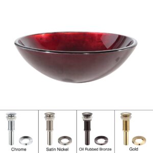 Irruption Red Glass Vessel Bathroom Sink with PU-MR Chrome