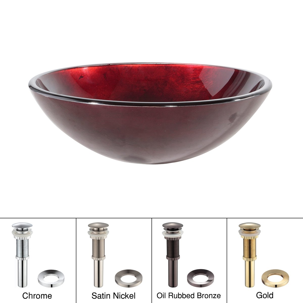 Irruption Red Glass Vessel Bathroom Sink with PU-MR Chrome