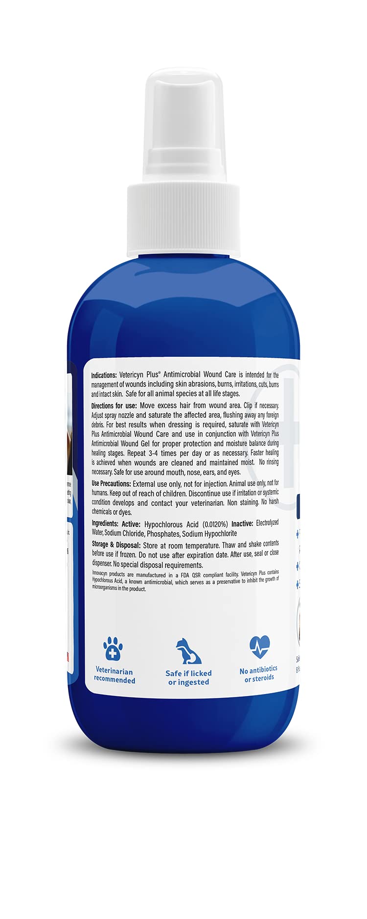 Vetericyn Plus Dog Wound Care Spray | Healing Aid and Skin Repair, Clean Wounds, Relieve Dog Skin Allergies, Safe for All Animals. 8 ounces