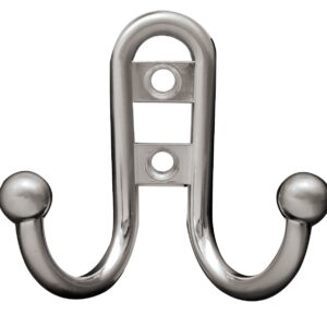 Liberty Hardware B46115Z-SN-C Double Prong Robe Hook with Ball End, Single, Satin Nickel