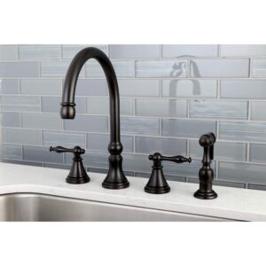 Kingston Brass KS2795NLBS Naples Deck Mount Kitchen Faucet with Brass Sprayer, 8-1/4-Inch, Oil Rubbed Bronze