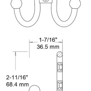 Liberty Hardware B46115Z-SN-C Double Prong Robe Hook with Ball End, Single, Satin Nickel