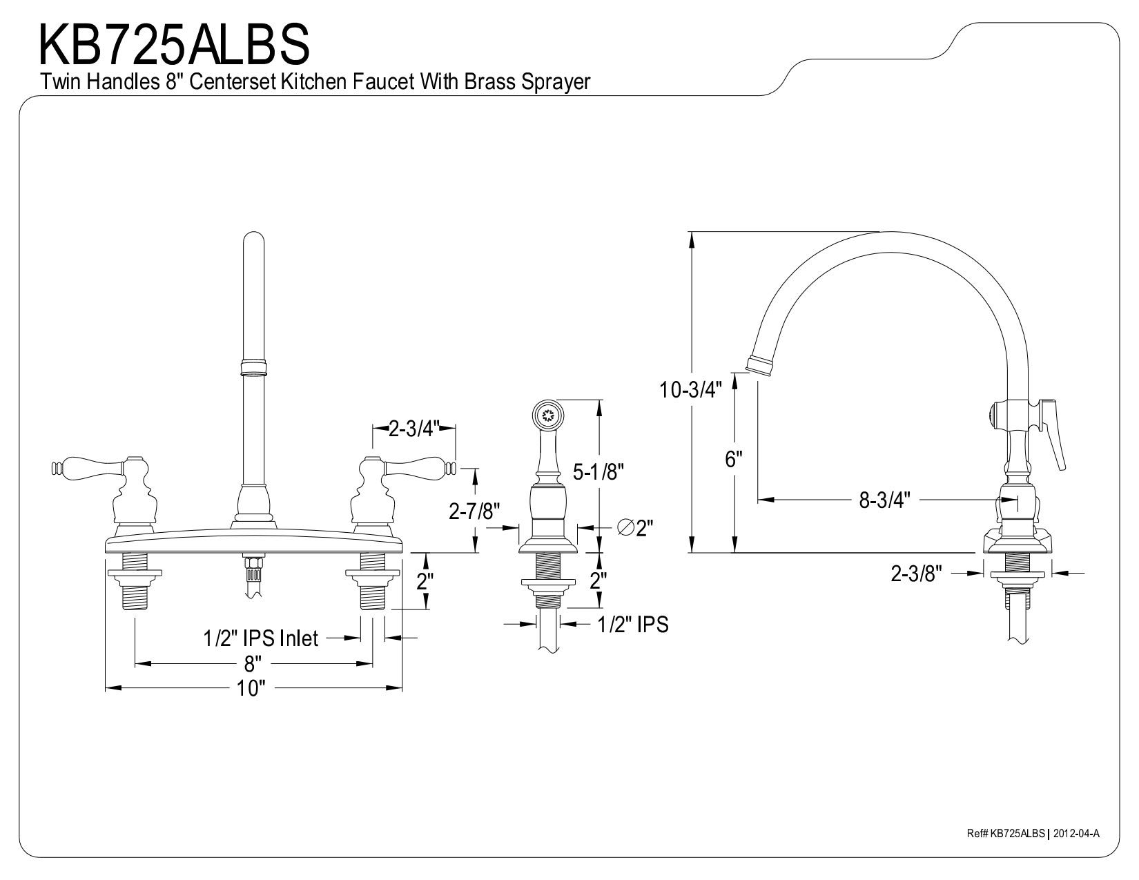 Kingston Brass KB725ALBS Vintage 8" Centerset Kitchen Faucet, Oil Rubbed Bronze