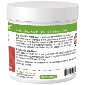 Only Natural Pet Vital Digest Formula for Dogs and Cats with Natural Digestive Enzymes - Holistic All-Natural Formula - 3.5 oz Powder