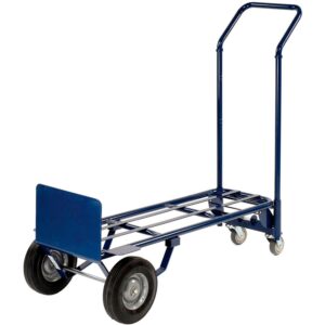 Global Industrial Steel 2-in-1 Convertible Hand Truck with Semi-Pneumatic Wheels