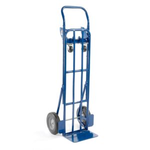 global industrial steel 2-in-1 convertible hand truck with semi-pneumatic wheels