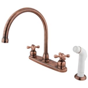 kingston brass kb726ax vintage 8" centerset kitchen faucet, 8-3/4 inch in spout reach, antique copper