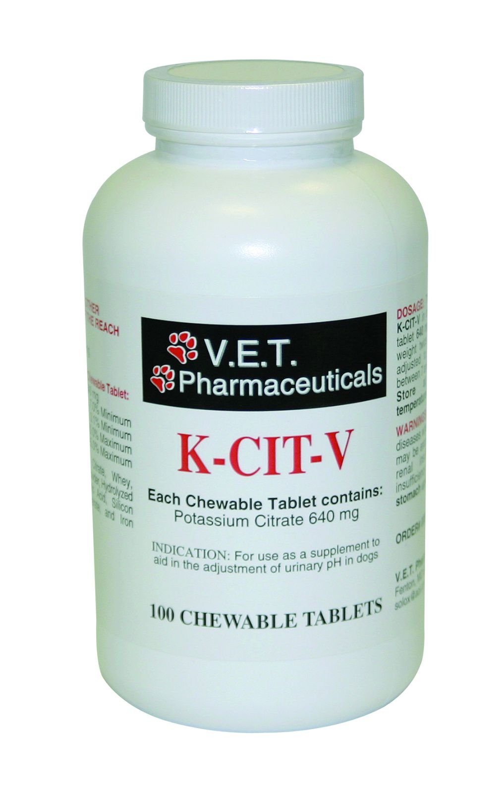 K-CIT-V Potassium Citrate Chewable Tablets for Dogs - 100 ct.