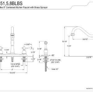 Kingston Brass KB7751BLBS English Vintage 8" Centerset Kitchen Faucet, 8-5/8" Spout Reach, Polished Chrome