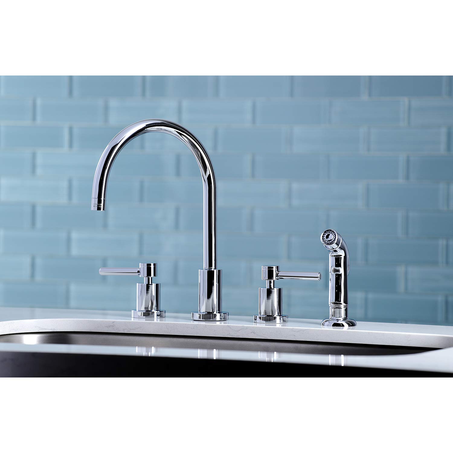 Kingston Brass KS8721DL Concord Widespread Kitchen Faucet, 8", Polished Chrome