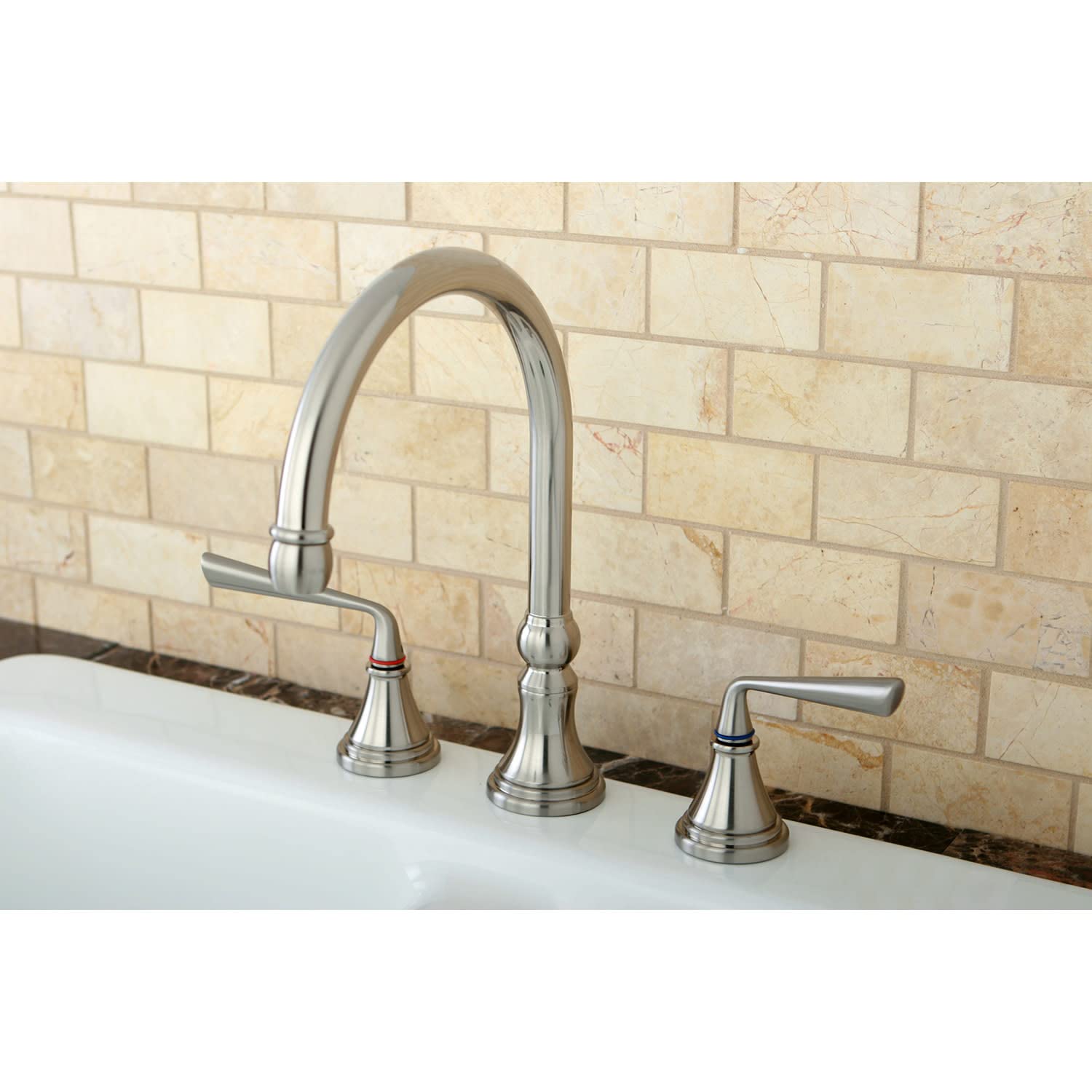 Kingston Brass KS2792ZLLS Widespread Kitchen Faucet, Polished Brass