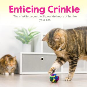 Cat Crinkle Balls 1.5 Inch (4-Pack) - Mini Crinkle Cat Toys for Indoor Cats - Multi-Color Crinkle Cat Toy - Cat Toys Crinkle Balls to Keep Fit and Active - Canadian-Made Crinkle Balls for Cats