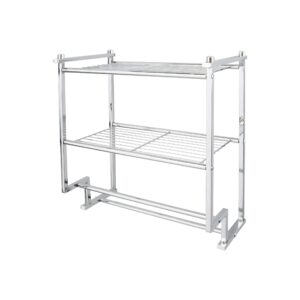 organize it all chrome 2 tier wall mounting bathroom rack with towel bars