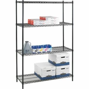 Lorell Starter Shelving Unit, 4 Shelves/4 Posts, 36 by 24 by 72-Inch, Black