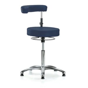 Perch Dental Stool Adjustable Height with Procedure Arm, Stationary Caps, Workbench Height (Imperial Blue Vinyl)